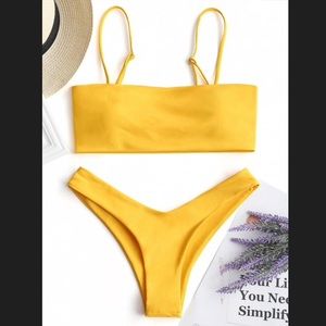 Yellow High Cut Cami Bikini Set